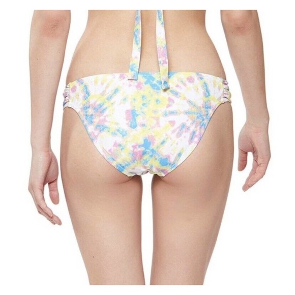 5/$25Jessica Simpson Spritz Multi Tie-Dyed Side-Shirred Bikini Bottom M New - Picture 2 of 7